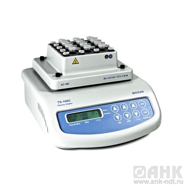 Лабораторный термошейкер с охлаждением для пробирок Эппендорф и ПЦР-планшета TS-100C (250-1400 об/мин)