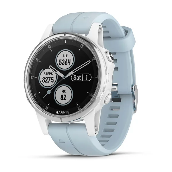 Смарт-часы Garmin Fenix 5S PLUS белые с голубым ремешком